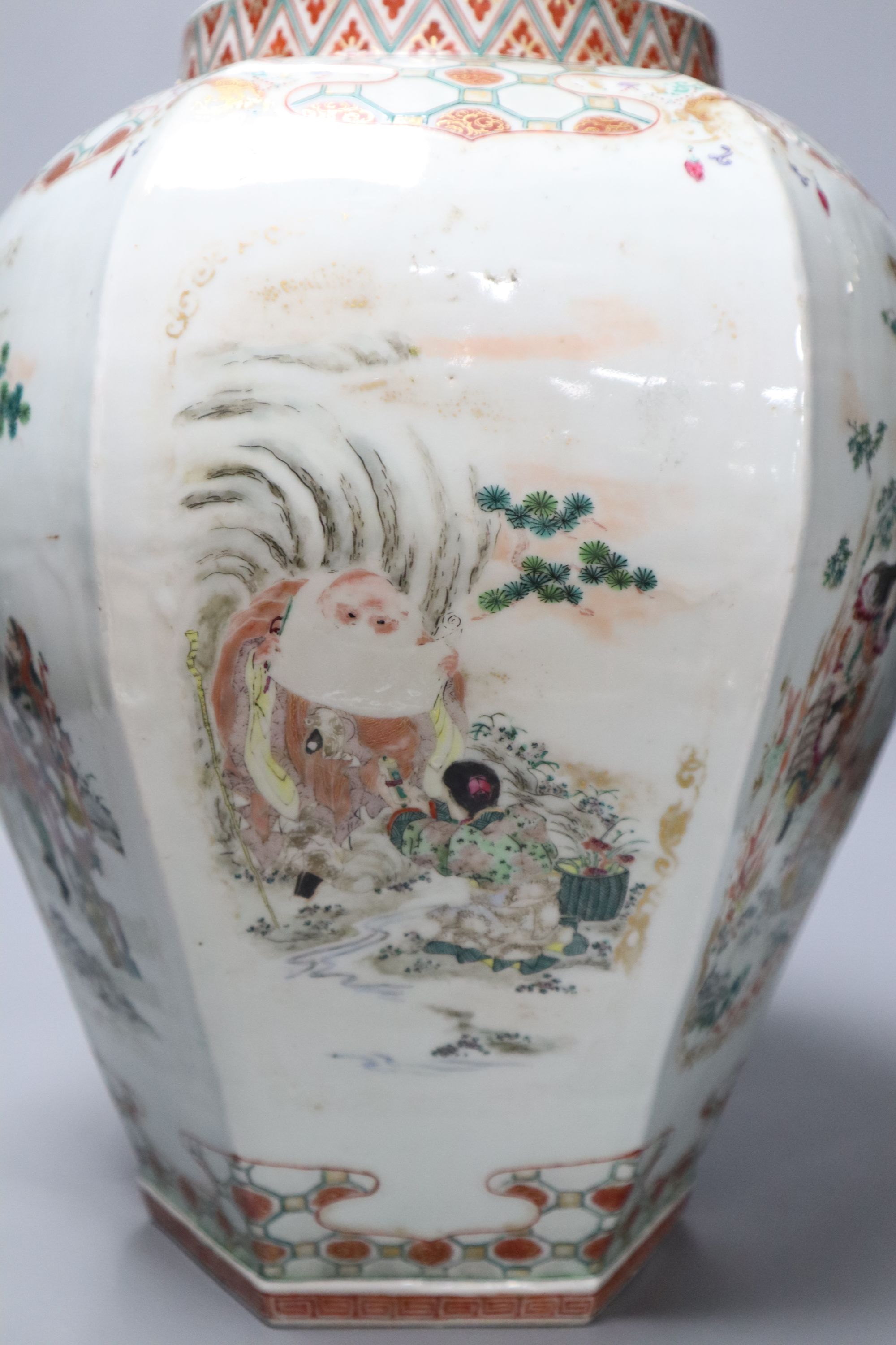 A 19th century Japanese Kutani hexagonal vase, height 32cm